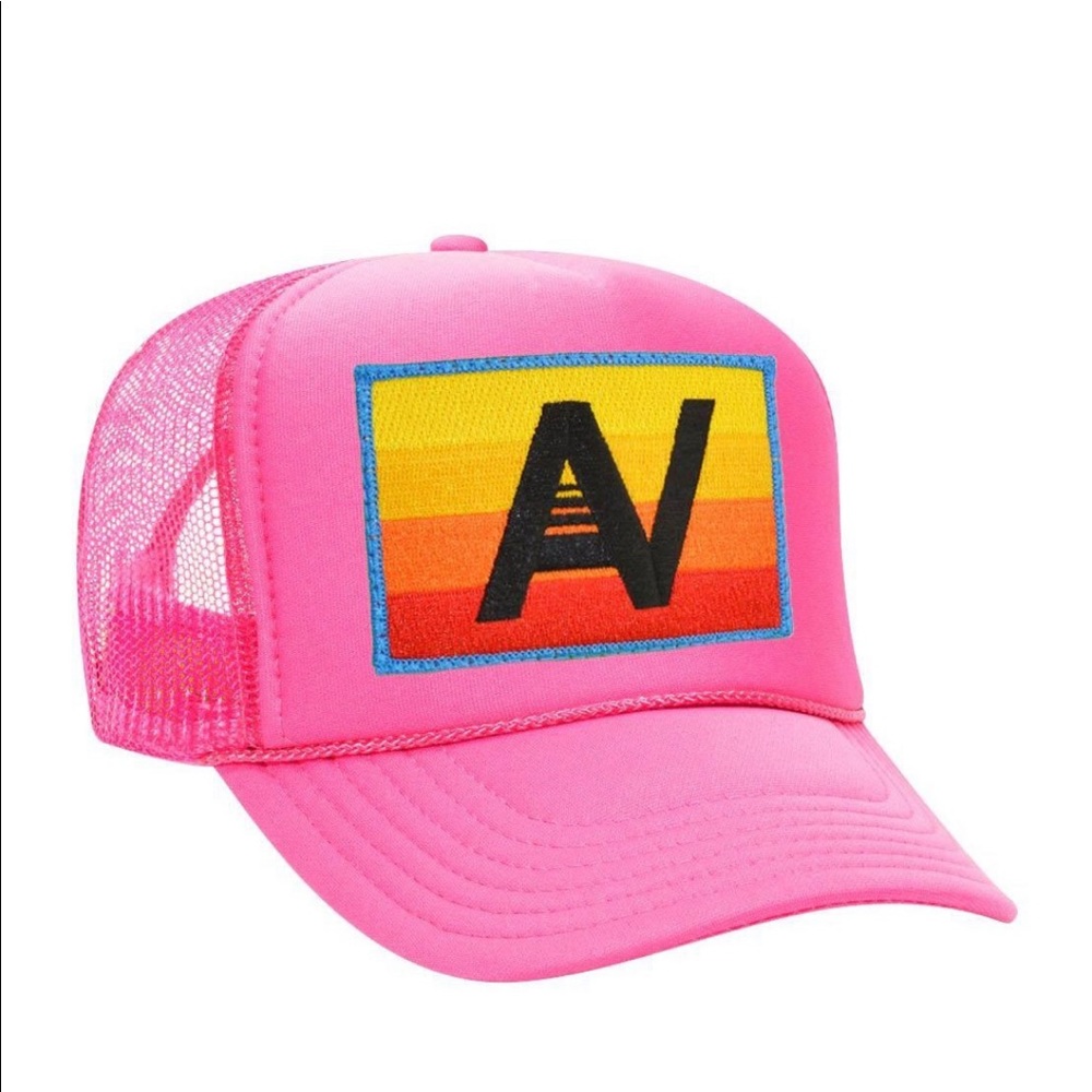 Aviator Nation neon pink trucker hat